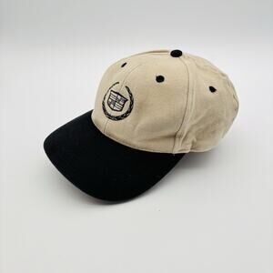Vintage Cadillac Hat Beige/Black Adjustable. Very Good Condition